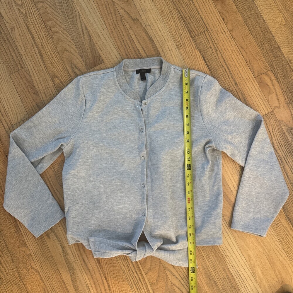 J.Crew Jacket Tie Front Cardigan Sweater Snap Long Sleeve Shirt Gray Women Large - Picture 8 of 10